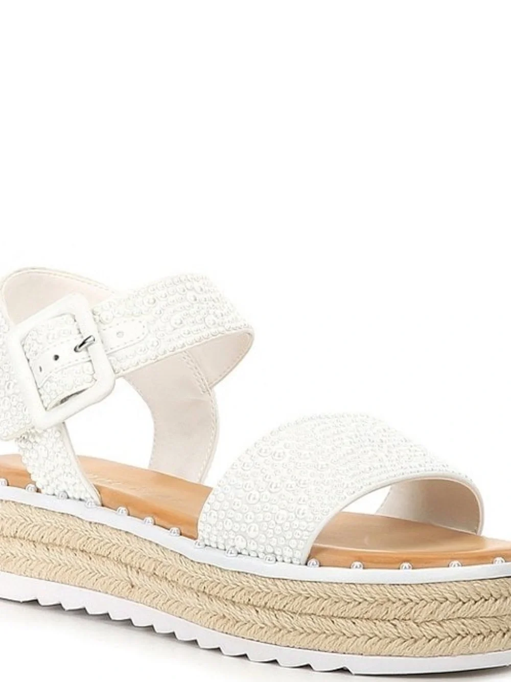 Women's White Embellished Platform Sandals